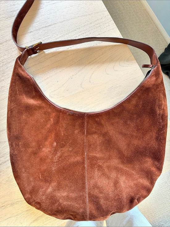 Madewell Handbags - Madewell Essentials Crescent Sling Bag in Suede Brown Hobo Bag